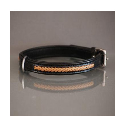 Black / Tan braided leather collar