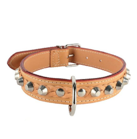 NATURAL LEATHER COLLAR WITH STUDS 