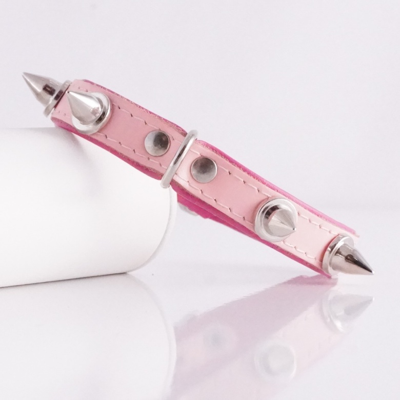 Leather Spike Collar - Pink 