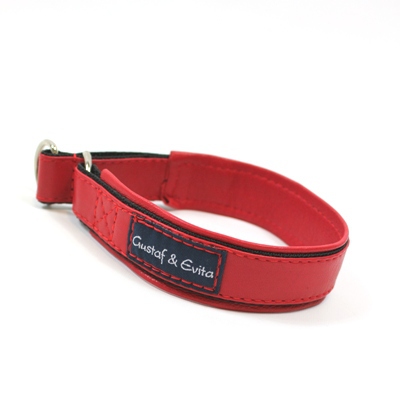 Half check collar red leather