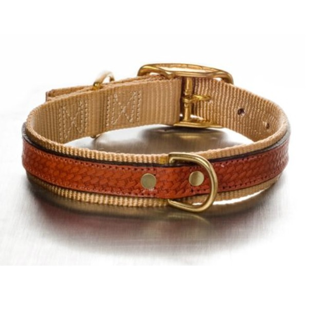 Leather and nylon Collar Beige 
