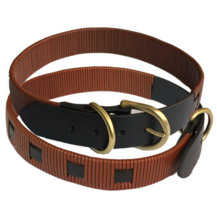 Tex Leather woven Collar - Black/Brown