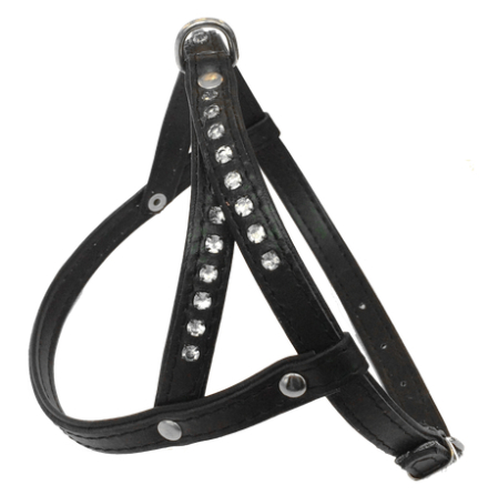 Leather Harness W:10mm Neck:35cm Chest:34-41cm Tot:45cm - Black