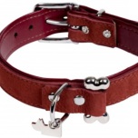 Aragon Suede Leather collar w bone - Burgundy