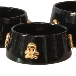 Handmade Ceramic Bowl w. Gold Plated Skulls - Black