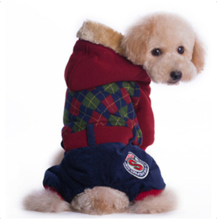 4-legged College Suit all Cosy Fur inside - Red/Green 