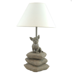 Lamp w Chihuahua and white lamp-shade H:42cm