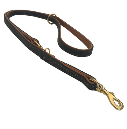 Nordic Elk Leather Adjustable Leash - Black/Tan L:200 W:25mm