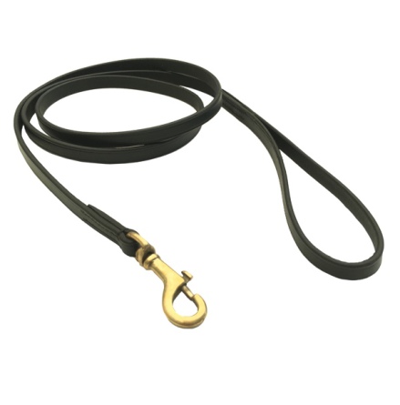 Chelsea Leather Leash Flat Brass - Black L:185cm W:13mm