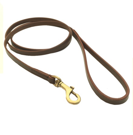 Chelsea Leather Leash Flat Brass - Brown L:185cm W:13mm