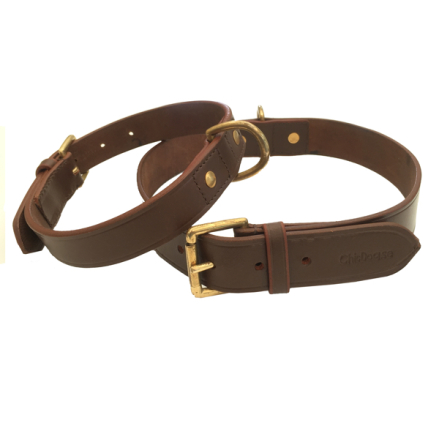 Chelsea Leather Collar Brass - Brown