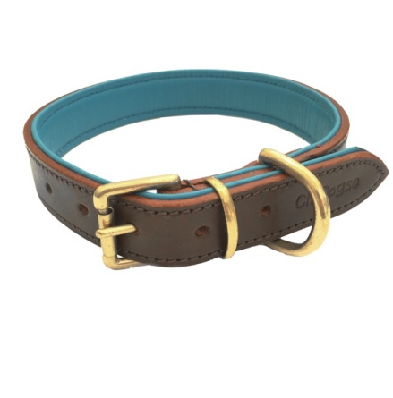 Madison Leather Collar Brass - Brown/Turquoise