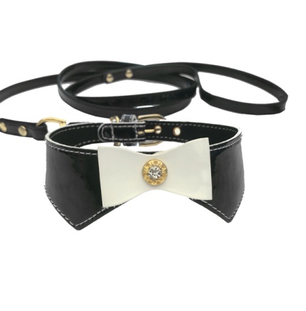 Set Collar &amp; leash  - Black L:29-34cm Tot:37cm