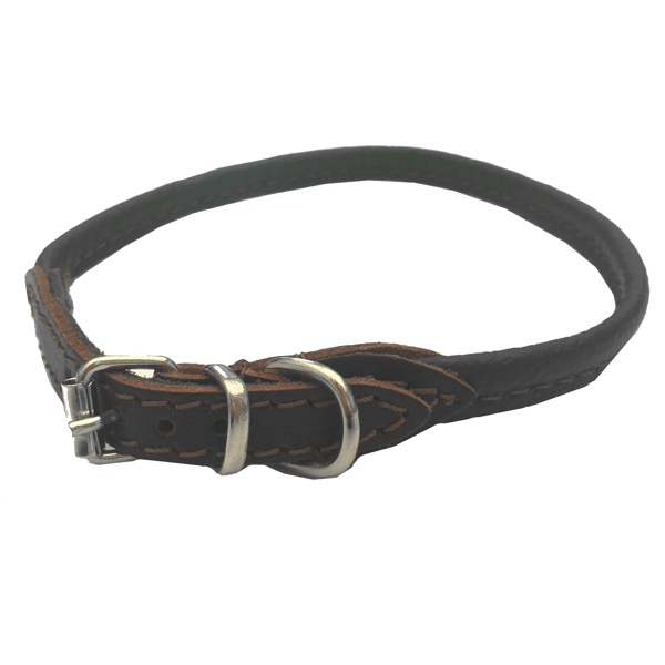 Round Leather Collar - Brown