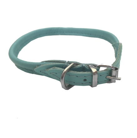 Round Leather Collar - Baby Blue