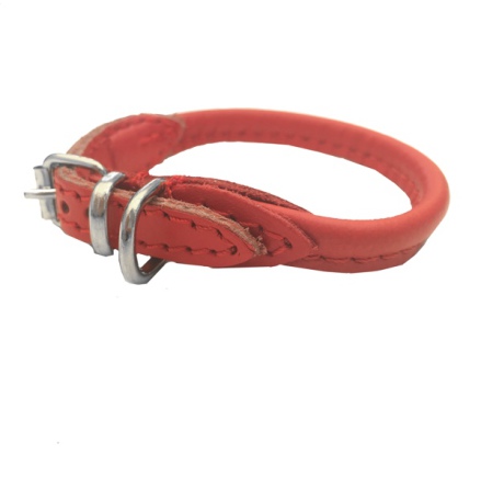 Round Leather Collar - Red