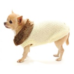 Winterland Sweater w Fur Collar - Beige