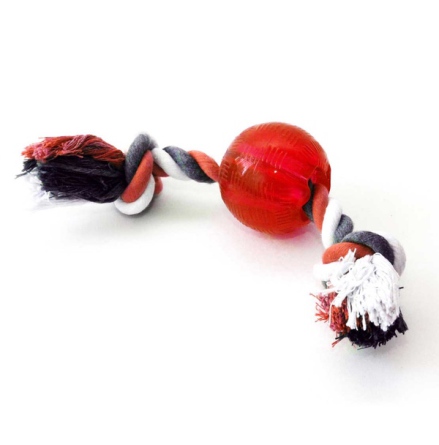Strong Rubber Ball w Rope - Red