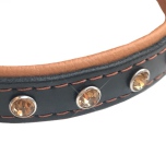 Jax Leather Collar Leather Collar w Colored Crystals - Black/Brown