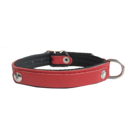 Leather Charm Collar - Red