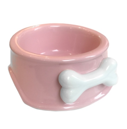 Ceramic Bowl with Bone - Pink 