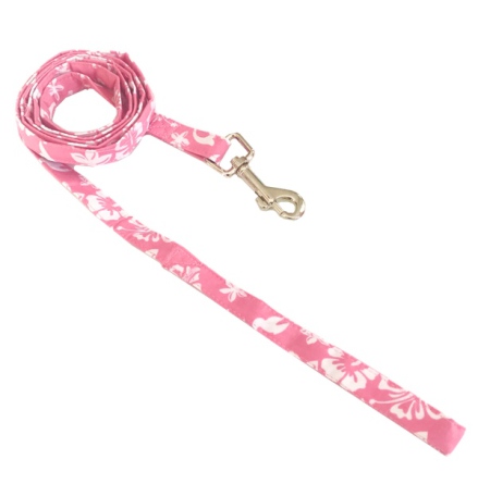 Maui Texile Leash w Floral Pattern - Pink/White W:1,5cm L:158cm