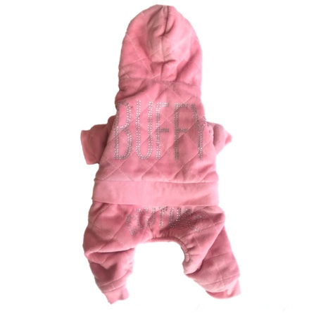 Buffy 4-legs Plush Rhinestone Suit - Baby Pink