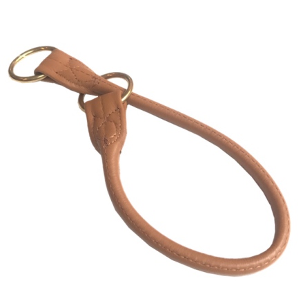 North Cape Elk Leather Collar Choke Brass Buckle - Tan 