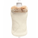 Angy Knitted Sweater with Fur Collar - Cream