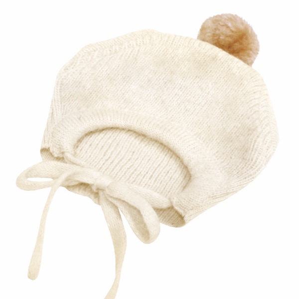 Angy Knitted Hat with Ponpon - Cream