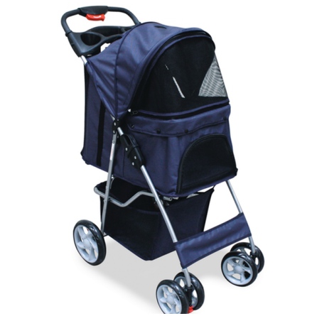Pet Trolley with Rain Cover Max12kg - Black/Navy