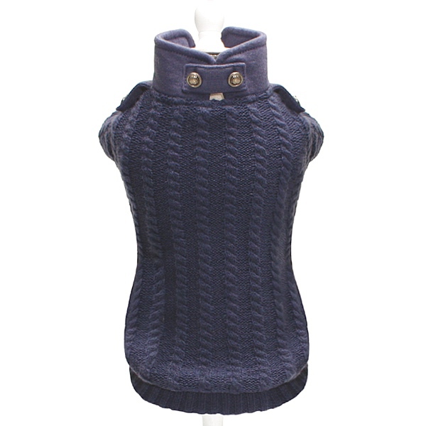 Boston Knitted Double Layer Sweater w Shoulder Straps - Navy Blue