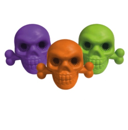 Scary Rubber Toy Skull and Bone - Mixed Colors Purple/Orange/Green