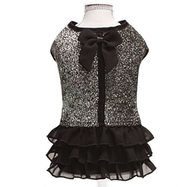 Anglina Soft Knitted Glitter Dress w Fleece Inside - Black