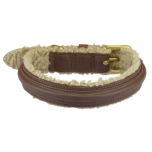 Meldon Vegan Leather Collar w Fur and Brass Buckle - Brown