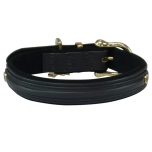 Auriac Real Leather Collar with Brass Details - Black