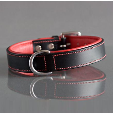 COLLAR BLACK AND RED LEATHER