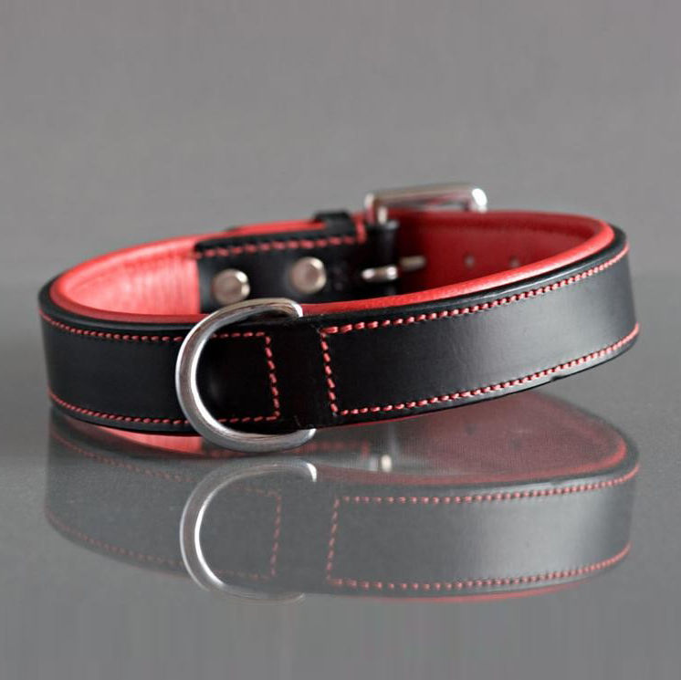 COLLAR BLACK AND RED LEATHER