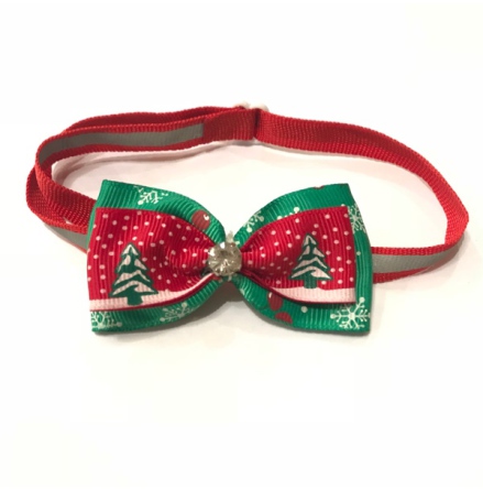 Christmas Bow with Relective Stripes Style 1 - Mixed Colors approx 21-33cm