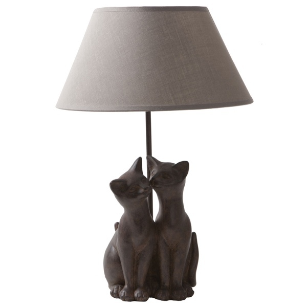 Cat Lamp 2 Cats - Brown/Taupe 47x30x30cm