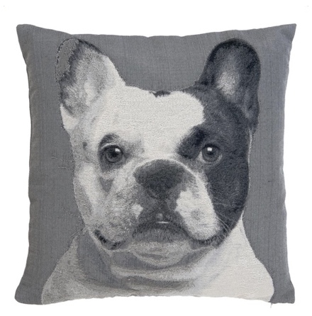 Cushion Cover French Bulldog Head - Grey 45x45cm