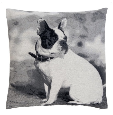 Cushion Cover French Bulldog  Looking to the Right - Grey 45x45cm