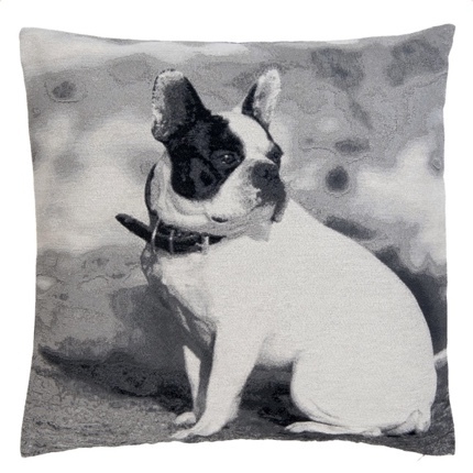 Cushion Cover French Bulldog  Looking to the Right - Grey 45x45cm