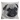Cushion Cover Pug Head- Grey/Beige 45x45cm