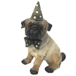 Statue Festival Dog with Hat and Bow - Pug 24cm
