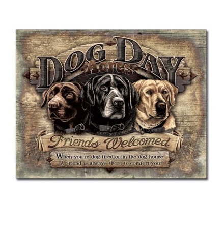 Metal Sign with Dogs - Brown 41x32cm