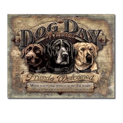 Metal Sign with Dogs - Brown 41x32cm