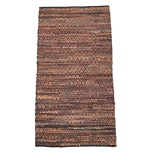 Leather Hand Braided Rug with Diamond Shapes - Brown 140x80cm