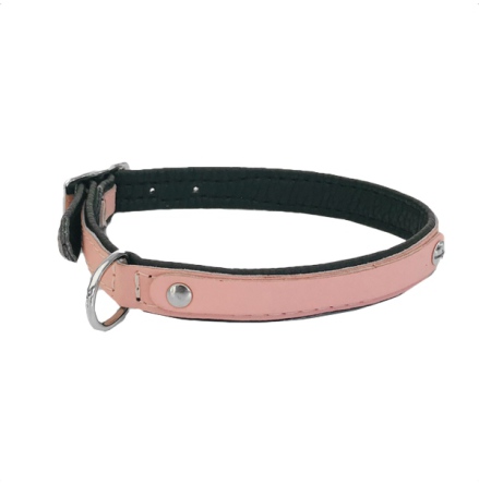 Leather Charm Collar - Baby Pink