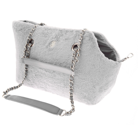Harper Fur Pet Bag with Mini Purse - Grey 38x28x20cm
